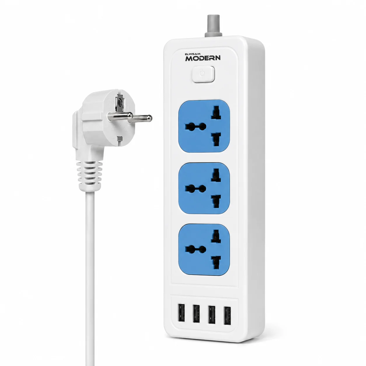 صورة مشترك كهرباء USB 4 منافذ أبيض 2 متر