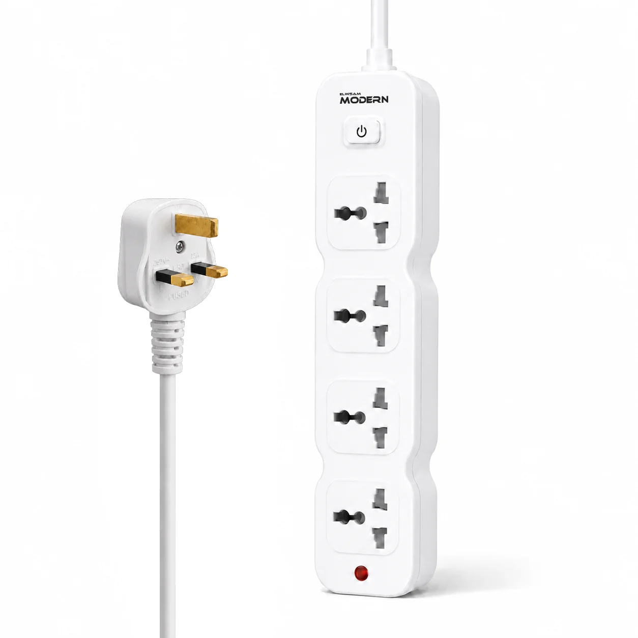 مشترك 4 UK - فيشة ثلاثية - ابيض - 2 متر