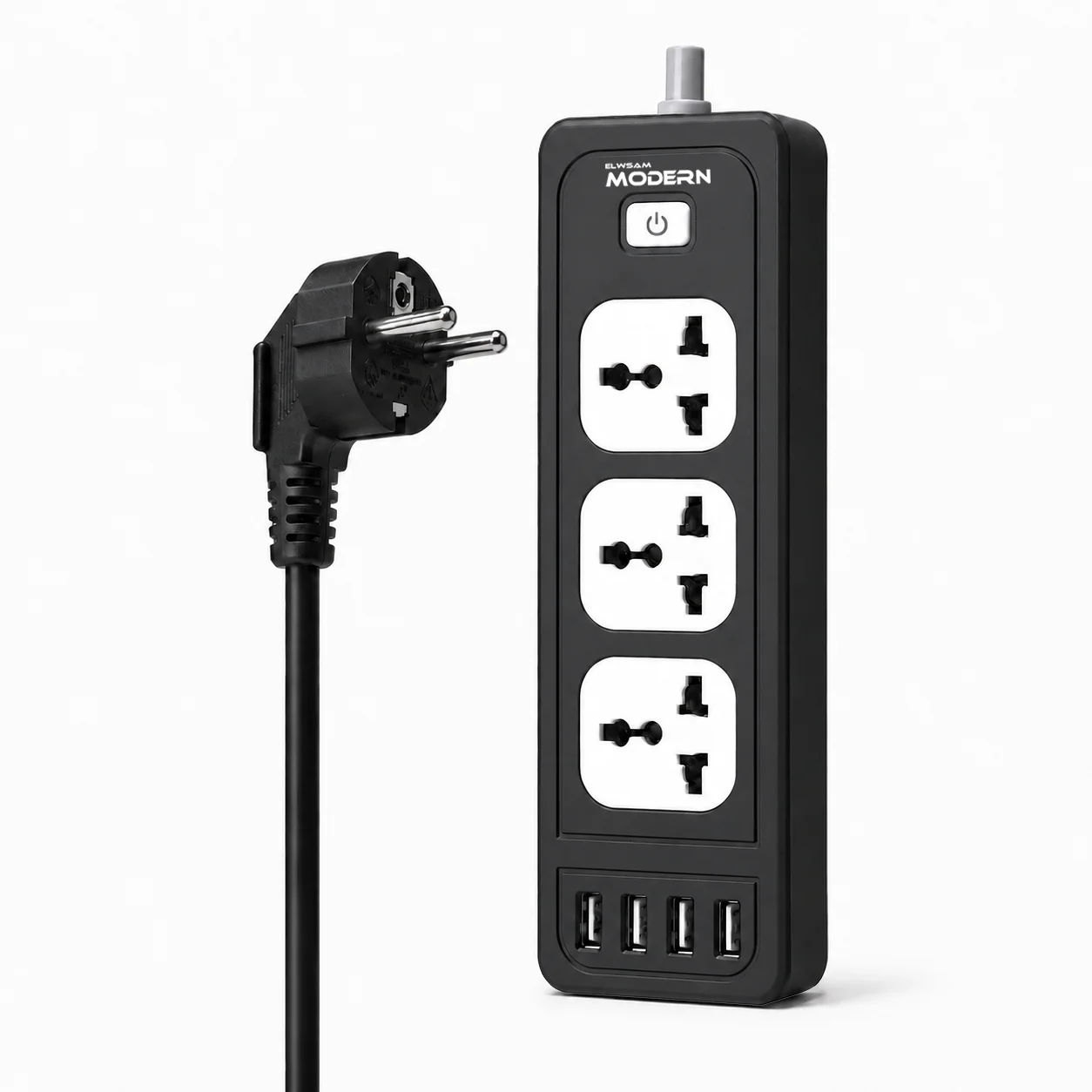 صورة مشترك كهرباء USB 4 منافذ أسود 2 متر